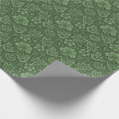 花の深緑色のビクトリアンなスタイルパターン ラッピングペーパー (角)