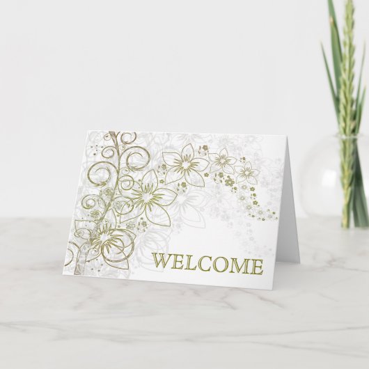 花の渦巻きグリーンお迎えカード サンキューカード (正面)