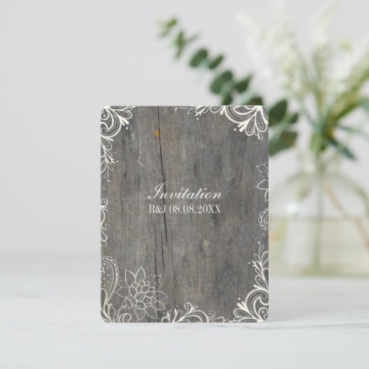 花の渦巻きレースの木のカントリーウェディング 招待状 (スタンド正面)