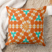 花の渦巻き円と渦巻きオレンジとティール（緑がかった色） クッション (ブランケット)