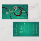 花の渦巻き、ターコイズグリーン 名刺 (正面/裏面)