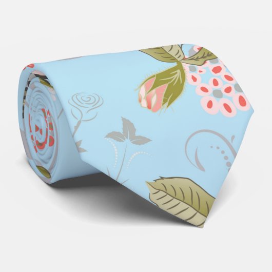 花の渦巻の生きている珊瑚のばら色の花束 ネクタイ (ロール)