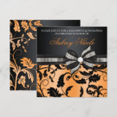 花の渦 クイーンセベンティーン招待状 宝石の蝶結び付き 招待状 (正面/裏面)