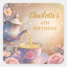 花の湯飲みとポット - パステルエレガントなお茶会