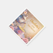 花の湯飲みとポット - パステルエレガントなティーパーティー スタンダードカクテルナプキン (角)