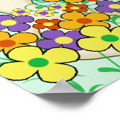 花の漫画うさぎ ポスター (角)