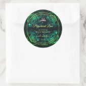 花の濃い緑のティール(緑がかった色)バラ製品ラベルロゴ ラウンドシール (バッグ)