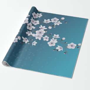 花の濃紺の桜 ラッピングペーパー