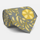 花の灰色および金黄色いタイ ネクタイ (ロール)