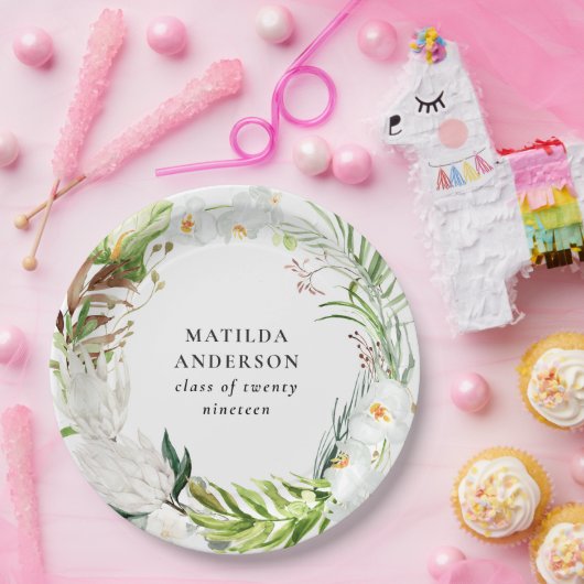 花の熱帯リースの卒業パーティー ペーパープレート (パーティー)