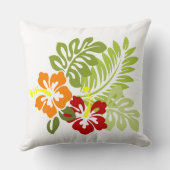 花の熱帯葉のハイビスカスHawaii Red Orange. クッション (裏面)