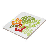 花の熱帯葉のハイビスカスHawaii Red Orange. タイル (側面)