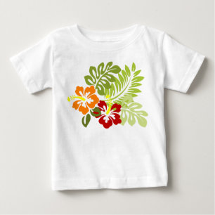 花の熱帯葉のハイビスカスHawaii Red Orange. ベビーTシャツ