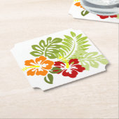 花の熱帯葉のハイビスカスHawaii Red Orange. ペーパーコースター (アングル)