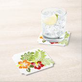 花の熱帯葉のハイビスカスHawaii Red Orange. ペーパーコースター (インサイチュ)