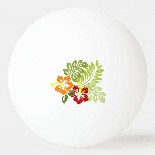 花の熱帯葉のハイビスカスHawaii Red Orange. 卓球ボール (正面)