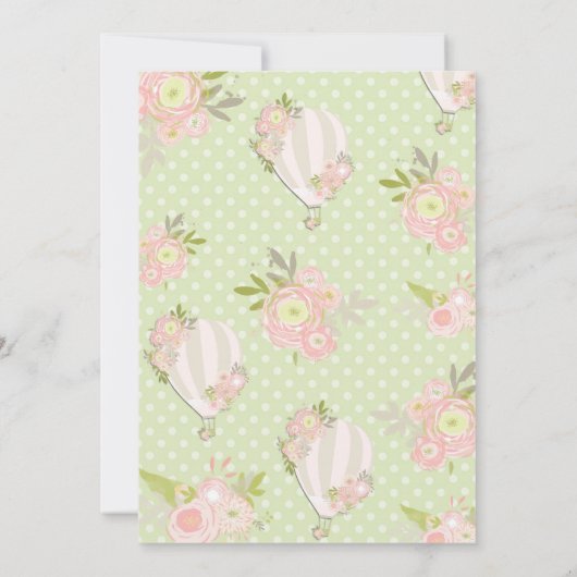 花の熱気の気球のベビーシャワーの招待状の女の子 招待状 (裏面)
