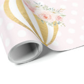 花の熱気の気球のベビーシャワーの第1誕生日 ラッピングペーパー (ロールコーナー)