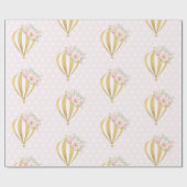 花の熱気の気球のベビーシャワーの第1誕生日 ラッピングペーパー (フラット)