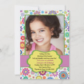 花の熱狂的な写真の誕生日パーティーの招待 招待状 (正面)