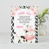 花の牛と牛柄の誕生日お礼カード 招待状 (スタンド正面)