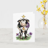 花の牛-メッセージカード カード (黄色い花)