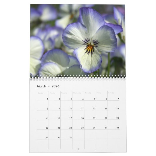 花の牡丹をカスタマイズ可能な年カレンダー カレンダー (3月 2026)