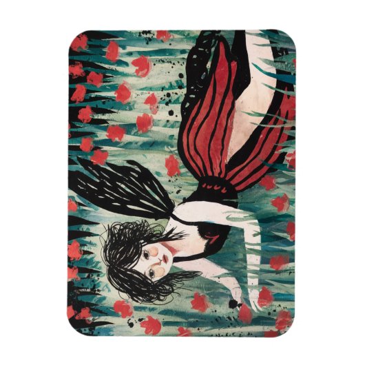 花の牧草地の水色の妖精 マグネット (縦)