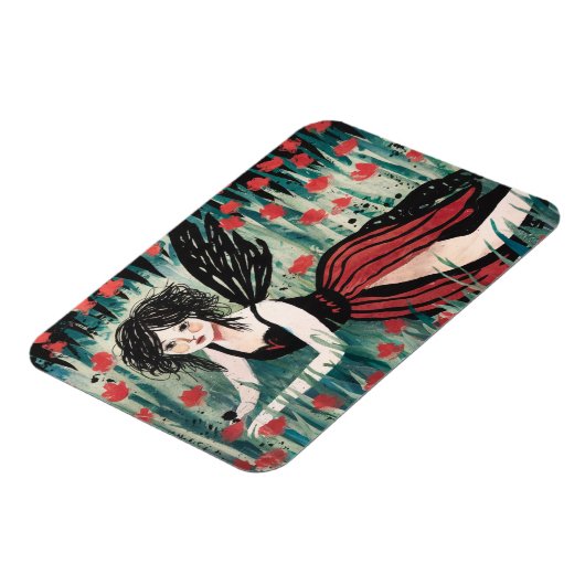 花の牧草地の水色の妖精 マグネット (左側)