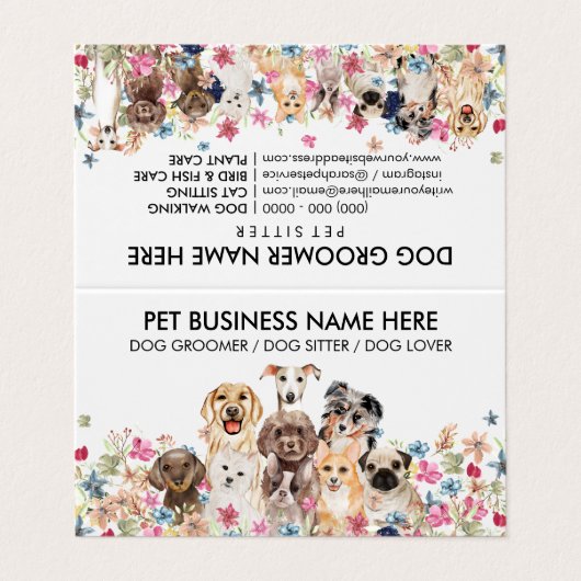 花の犬の子犬 名刺 (外部フラット)