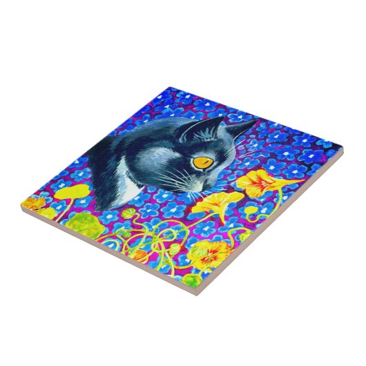 花の猫 タイル (側面)