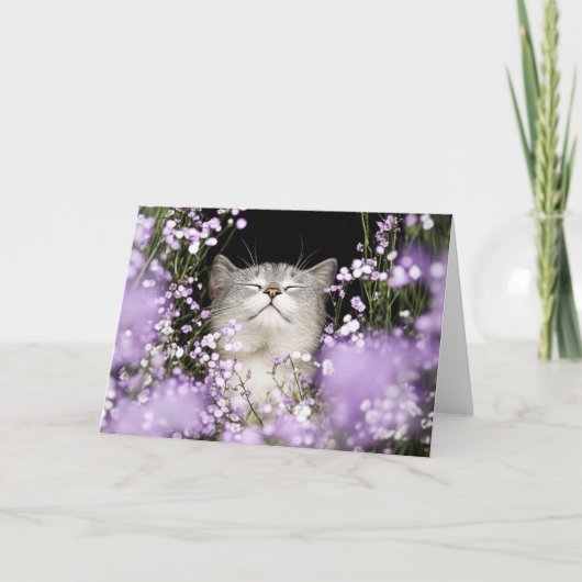 花の猫 ノートカード (正面)
