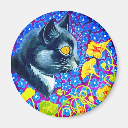 花の猫 マグネット (正面)