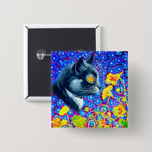 花の猫 缶バッジ (正面&裏面)