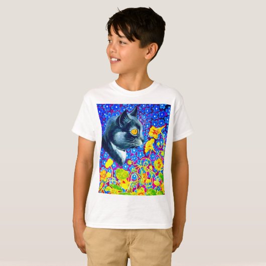 花の猫 Tシャツ (正面フル)