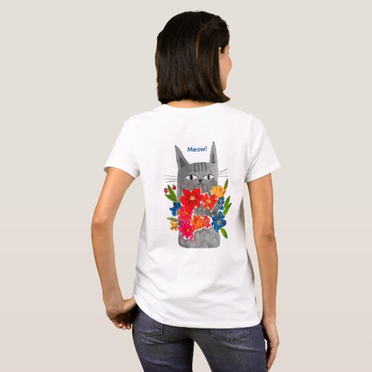 花の猫 Tシャツ (裏面フル)