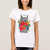 花の猫 Tシャツ (正面)