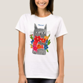 花の猫 Tシャツ