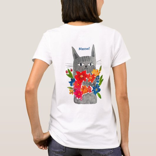 花の猫 Tシャツ (裏面)