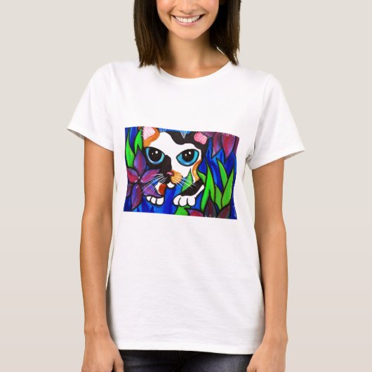 花の猫 Tシャツ (正面)