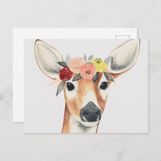 花の王冠の森林官のシカ ポストカード (正面/裏面)