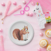 花の王冠の森林官のリス ペーパープレート (パーティー)