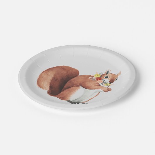 花の王冠の森林官のリス ペーパープレート (アングル)