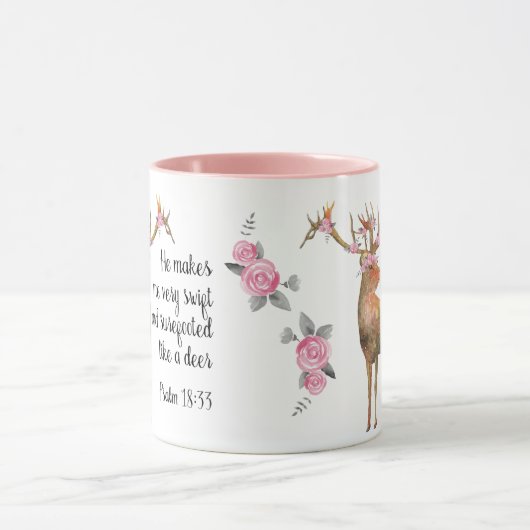 花の王冠の賛美歌の18:33のマグを持つシカ マグカップ (中央)