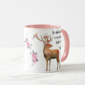 花の王冠の賛美歌の18:33のマグを持つシカ マグカップ (正面右)