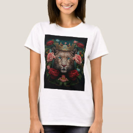 花の王冠を被ったジャガー 絵画 Tシャツ