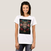 花の王冠を被ったジャガー 絵画 Tシャツ (正面フル)