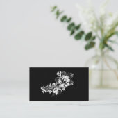 花の現実的な黒の手描きの花束 名刺 (スタンド正面)
