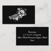 花の現実的な黒の手描きの花束 名刺 (正面/裏面)