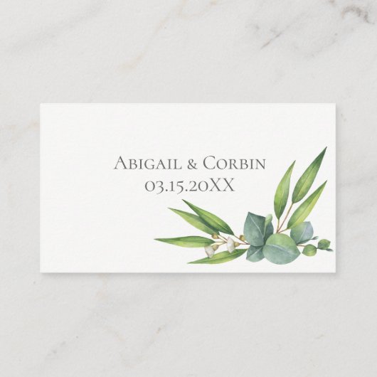 花の生い茂るユーカリの結婚式ウェブサイトの詳細 エンクロージャーカード (裏面)